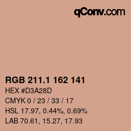 カラーコード: RGB 211.1 162 141 | qconv.com