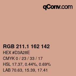 カラーコード: RGB 211.1 162 142 | qconv.com