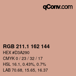 カラーコード: RGB 211.1 162 144 | qconv.com