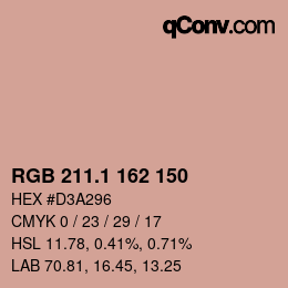 カラーコード: RGB 211.1 162 150 | qconv.com