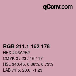 カラーコード: RGB 211.1 162 178 | qconv.com