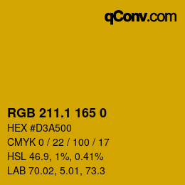 カラーコード: RGB 211.1 165 0 | qconv.com