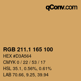 カラーコード: RGB 211.1 165 100 | qconv.com
