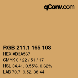 カラーコード: RGB 211.1 165 103 | qconv.com