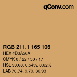 カラーコード: RGB 211.1 165 106 | qconv.com