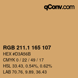 カラーコード: RGB 211.1 165 107 | qconv.com