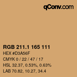カラーコード: RGB 211.1 165 111 | qconv.com