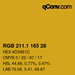 カラーコード: RGB 211.1 165 28 | qconv.com