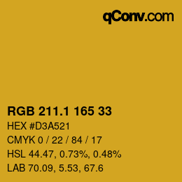カラーコード: RGB 211.1 165 33 | qconv.com