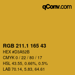 カラーコード: RGB 211.1 165 43 | qconv.com