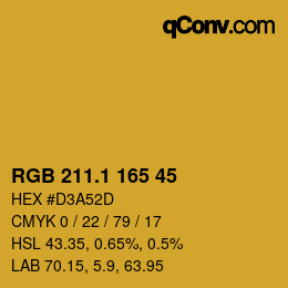 カラーコード: RGB 211.1 165 45 | qconv.com