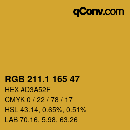 カラーコード: RGB 211.1 165 47 | qconv.com