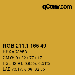 カラーコード: RGB 211.1 165 49 | qconv.com