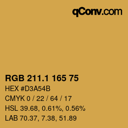 カラーコード: RGB 211.1 165 75 | qconv.com