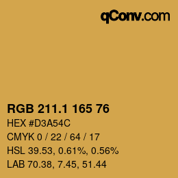 カラーコード: RGB 211.1 165 76 | qconv.com
