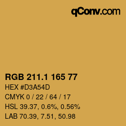 カラーコード: RGB 211.1 165 77 | qconv.com