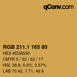 カラーコード: RGB 211.1 165 80 | qconv.com