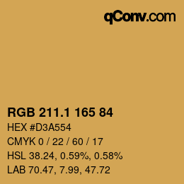 カラーコード: RGB 211.1 165 84 | qconv.com