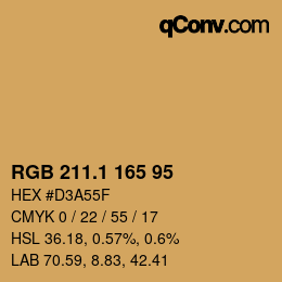 カラーコード: RGB 211.1 165 95 | qconv.com