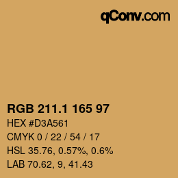 カラーコード: RGB 211.1 165 97 | qconv.com