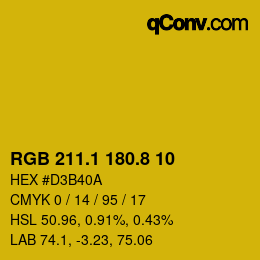 カラーコード: RGB 211.1 180.8 10 | qconv.com