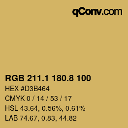 Color code: RGB 211.1 180.8 100 | qconv.com