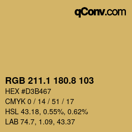 カラーコード: RGB 211.1 180.8 103 | qconv.com