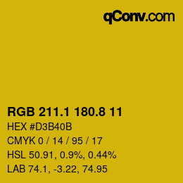 カラーコード: RGB 211.1 180.8 11 | qconv.com