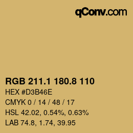 Color code: RGB 211.1 180.8 110 | qconv.com