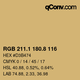 Farbcode: RGB 211.1 180.8 116 | qconv.com