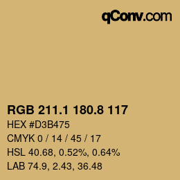 Color code: RGB 211.1 180.8 117 | qconv.com