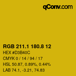 カラーコード: RGB 211.1 180.8 12 | qconv.com