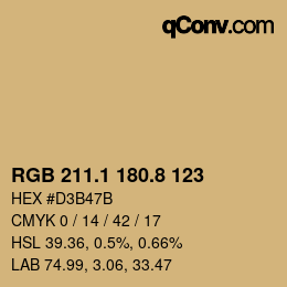 Color code: RGB 211.1 180.8 123 | qconv.com