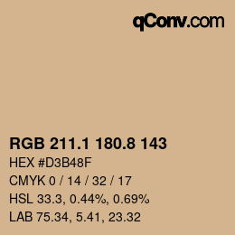 Farbcode: RGB 211.1 180.8 143 | qconv.com