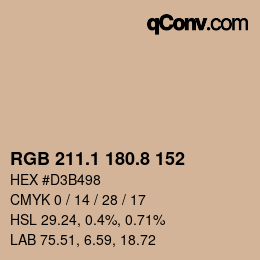 Color code: RGB 211.1 180.8 152 | qconv.com