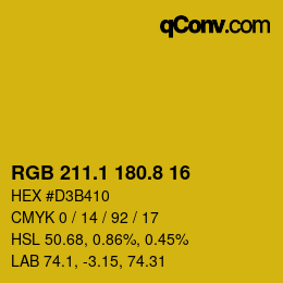 カラーコード: RGB 211.1 180.8 16 | qconv.com