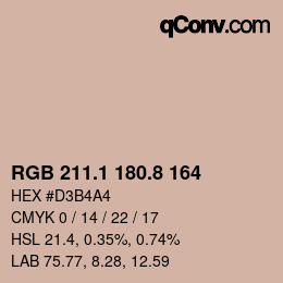 Color code: RGB 211.1 180.8 164 | qconv.com
