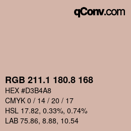 Color code: RGB 211.1 180.8 168 | qconv.com
