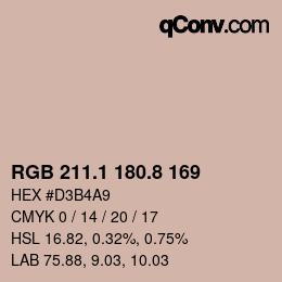 カラーコード: RGB 211.1 180.8 169 | qconv.com