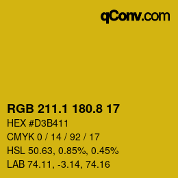 カラーコード: RGB 211.1 180.8 17 | qconv.com