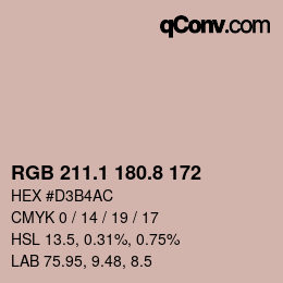 Color code: RGB 211.1 180.8 172 | qconv.com