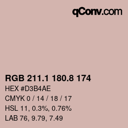 カラーコード: RGB 211.1 180.8 174 | qconv.com