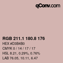Color code: RGB 211.1 180.8 176 | qconv.com