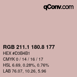 カラーコード: RGB 211.1 180.8 177 | qconv.com