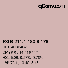 Color code: RGB 211.1 180.8 178 | qconv.com