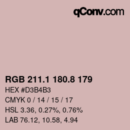 カラーコード: RGB 211.1 180.8 179 | qconv.com