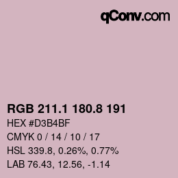 カラーコード: RGB 211.1 180.8 191 | qconv.com