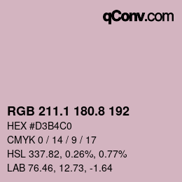 Color code: RGB 211.1 180.8 192 | qconv.com