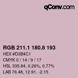 カラーコード: RGB 211.1 180.8 193 | qconv.com