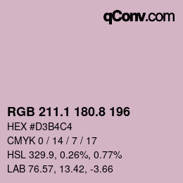 Color code: RGB 211.1 180.8 196 | qconv.com